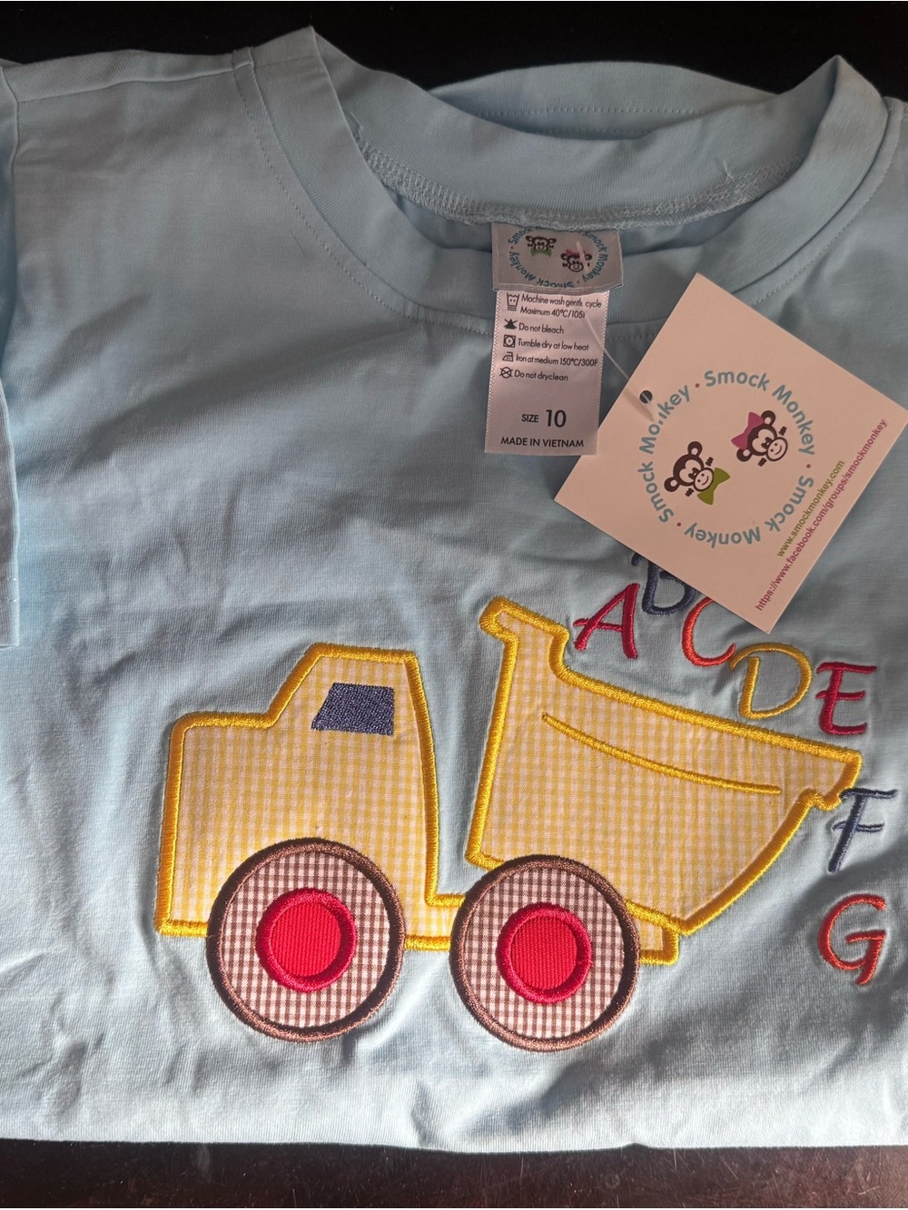Smock Monkey Light Blue Boys' Truck Tee - Size 10